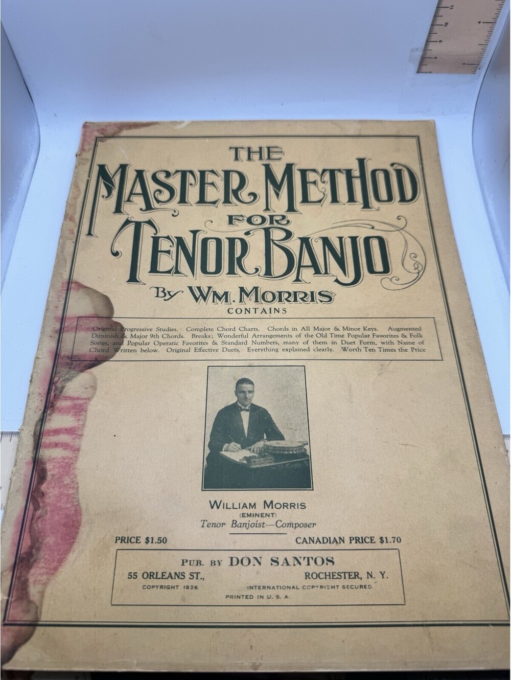 1926 The Master Method For Tenor Banjo By W M Morris
